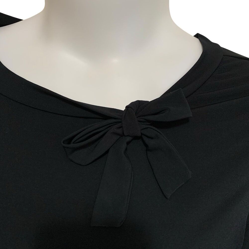 Merona Blouse Top Womens Size X-Large Black 3/4 Sleeve Stretch Side Neck Tie - Picture 5 of 9